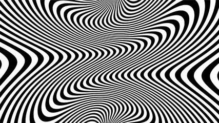 Vector - Black and White abstract striped swirl illusion.