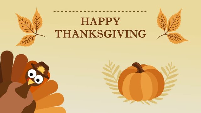 Thanksgiving Day. Happy Thanksgiving - holiday. Greeting card animation. 4K video