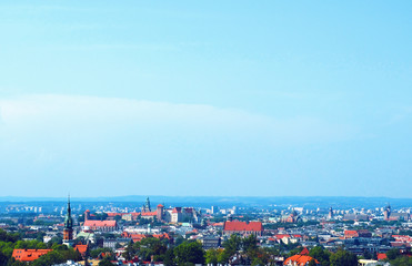 Obraz premium Cityscape Background with Sunset. Poland, Krakow