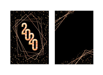 Elegant holiday new year invitations with 2020 numbers.