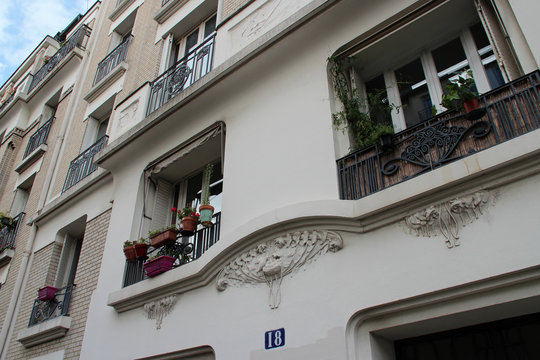 flat building in montmartre in paris (france)