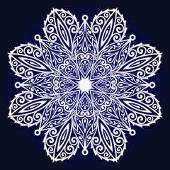 vector illustration of beautiful snowflake on dark background for winter design