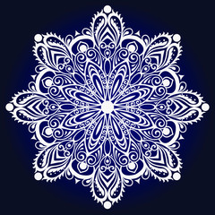 vector illustration of beautiful snowflake on dark background for winter design