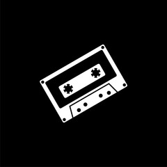Cassette icon flat illustration for graphic and web design isolated on black background