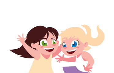 Isolated girls cartoons vector design