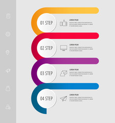 Vector infographic template circles for four paper label, diagram, graph, presentation. Business concept with 4 options. Blank space for content, step for step, timeline, workflow, marketing, web