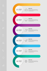 Vector infographic template circles for six paper label, diagram, graph, presentation. Business concept with 6 options. Blank space for content, step for step, timeline, workflow, marketing, web