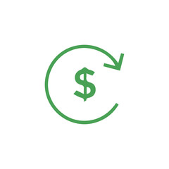 Money dollar symbol with arrow thin line icon for web and mobile minimalistic flat design. Stock Vector illustration isolated on white background.