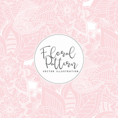 Pink floral background - sketch pattern