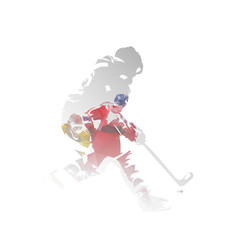 Ice hockey players, isolated double exposure vector illustration. Group of hockey players, multiexposure