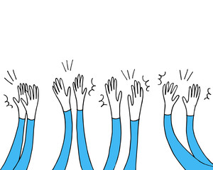 hand drawn of colorful applause. hand gesture on doodle style , vector illustration