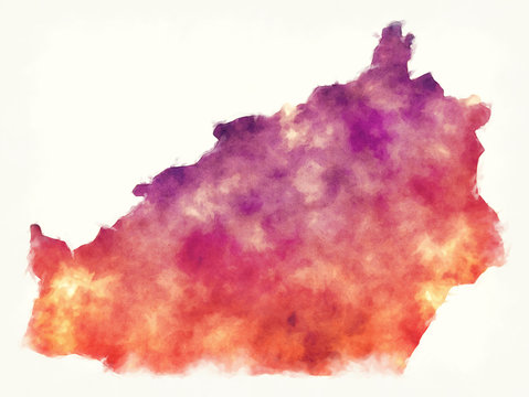Semnan province watercolor map of Iran