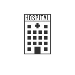 Hospital icon with cross, medical building. Stock Vector illustration isolated on white background.