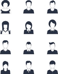 Set of hand drawn Avatar profile icon (or portrait icon), including male and female . User flat avatar icon, sign, profile people symbol.Social media avatar vector graphics flat icons.