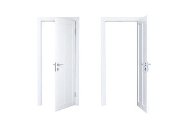 Naklejka premium Set of different white door isolated on white background