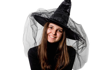 Uśmiechnięta czarownica. Halloween.