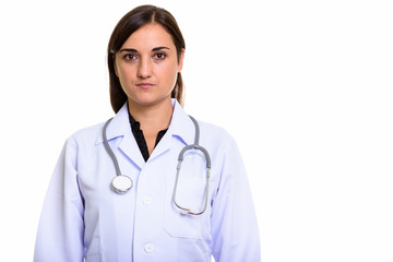 Fototapeta premium Studio shot of beautiful woman doctor looking at camera
