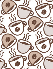 Obraz premium Coffee cup hand drawn pattern background wallpaper. Coffee art