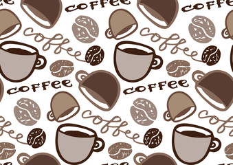 Coffee cup hand drawn pattern background wallpaper. Coffee art