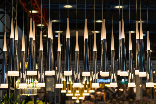 Modern triangular shape ceiling light bulbs group interior decoration contemporary concept