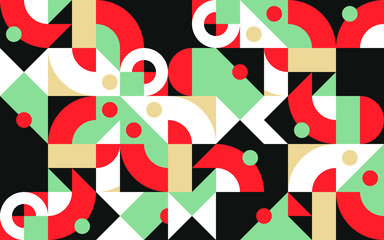 Abstract geometric pattern with circles and squares, round shapes composition. Graphic vector background.