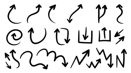 Hand drawn arrow vector icons set. 
