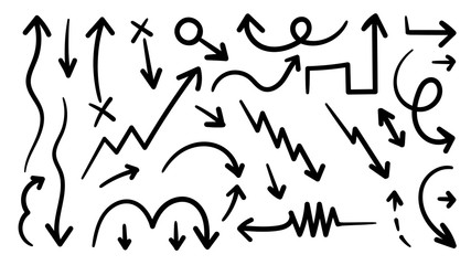 Hand drawn arrow vector icons set. 