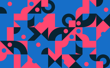Obraz premium Abstract geometric pattern with circles and squares, round shapes composition. Graphic vector background.