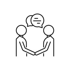 meeting and business people - minimal line web icon. simple vector illustration. concept for infographic, website or app.