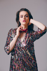 Fashionable woman in studio 