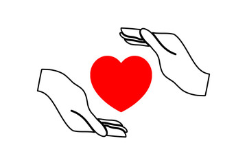 Charity vector icon hands hold heart