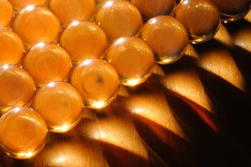 Close-up large transparent glass balls