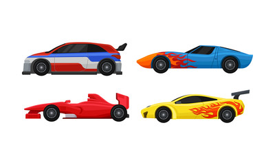 Naklejka premium Side Viewed Colorful Sport Cars Vector Set