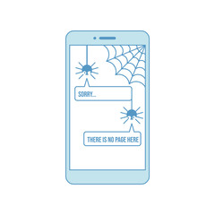 404 error page with funny spiders inside phone