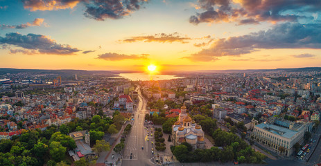 The Cathedral of the Assumption in Varna, Aerial view - obrazy, fototapety, plakaty