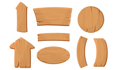 Wooden Planks and Arrow Pointers Vector Set