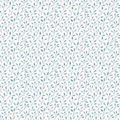 Small Branch and blue leaves seamless pattern vector background