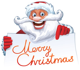 Vector Christmas card with funny cartoon Santa Clause characters