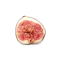 a half of fresh ripe fig isolated on white background. natural organic food