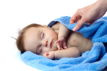 Close-up portrait of a sweet sleepping little girl