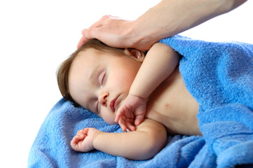 Close-up portrait of a sweet sleepping little girl