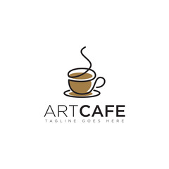 line art logo cup and plate vector