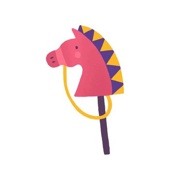 Horse on stick flat vector illustration