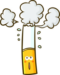 Funny and cute smoke with face expression watching it's smoke or vapor