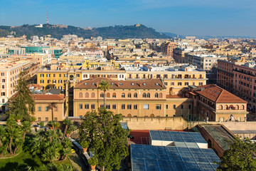 Fototapeta na wymiar Rome city panoramic view. Panorama of Rome, Rome Rooftop view, Italy