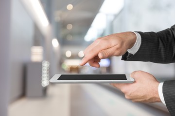 Business collegues working with tablets close-up