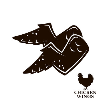 monochrome illustration of chicken wings icon isolated on white background