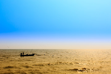Fototapeta na wymiar Seascape with fishing boat, Thailand