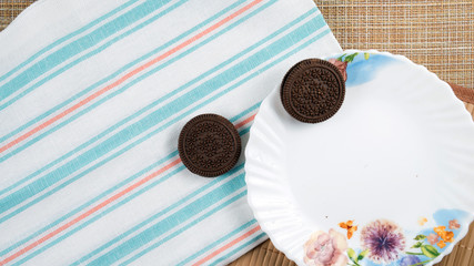morning breakfast plate with cookies flatlay