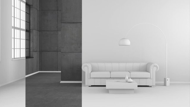 rustic luxury apartment interior for home living  with sofa animation